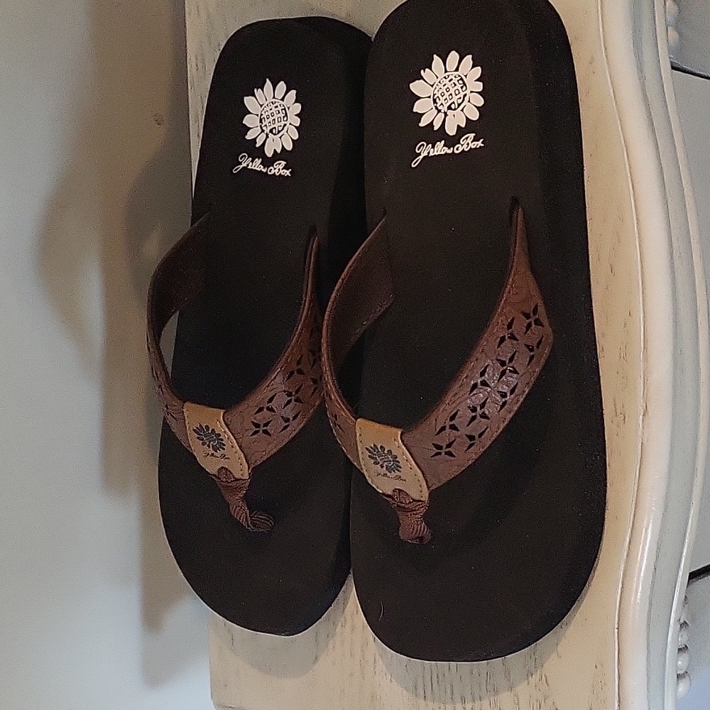Yellow Box flip flops